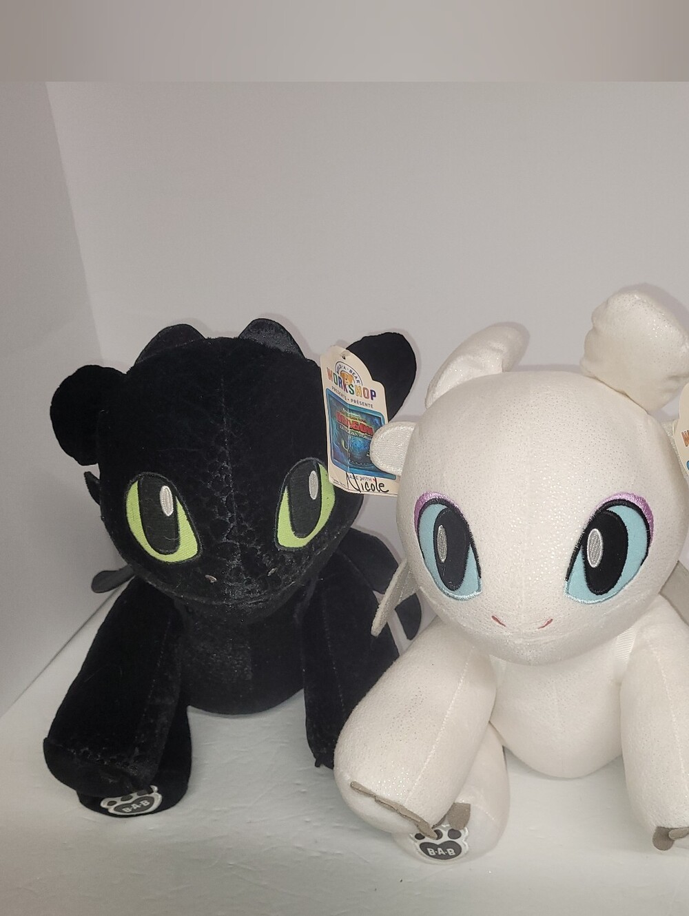 Build A Bear How To Train You Dragon White Light Fury And Toothless 12"-14"